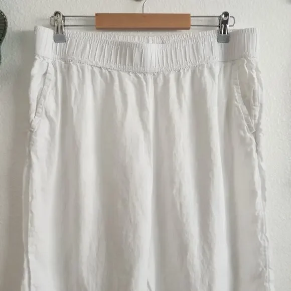 Tahari White Wide Leg Pull On Linen Pants Size XL - Picture 3 of 6